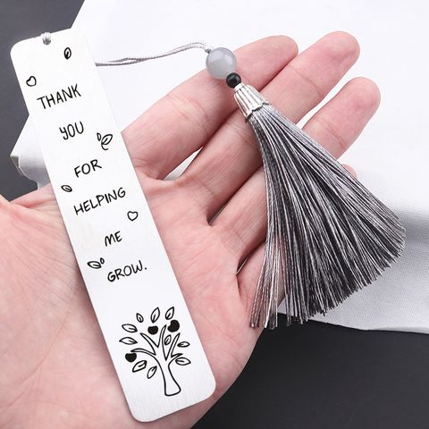 New Stainless Steel Frosted Leaves Tassel Pendant Bookmark