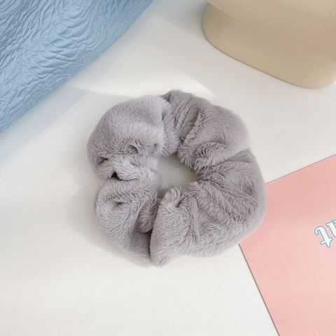 Fashion Solid Color Cloth Plush Hair Tie 1 Piece