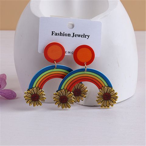 Fashion Rainbow Arylic Women's Drop Earrings 1 Pair
