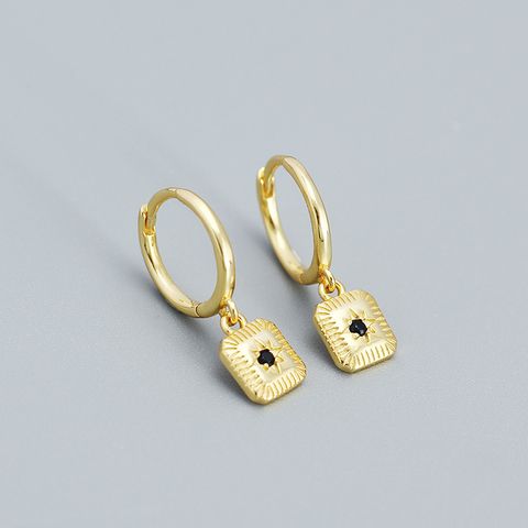 1 Pair Fashion Square Plating Inlay Silver Zircon Dangling Earrings