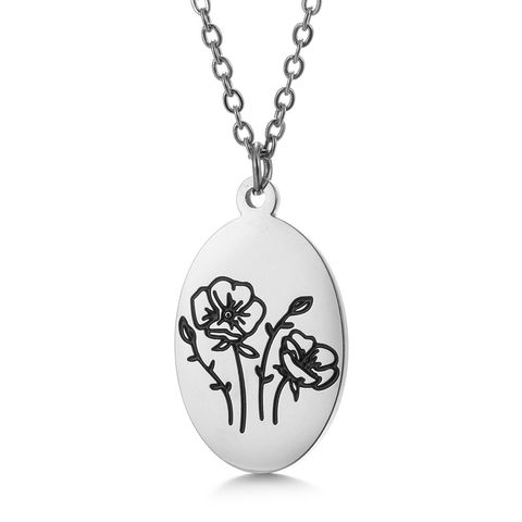Fashion Flower Titanium Steel Plating Pendant Necklace 1 Piece