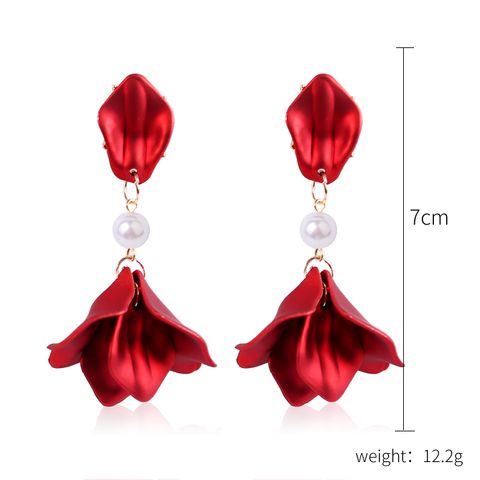 1 Pair Elegant Lady Flower Resin Drop Earrings