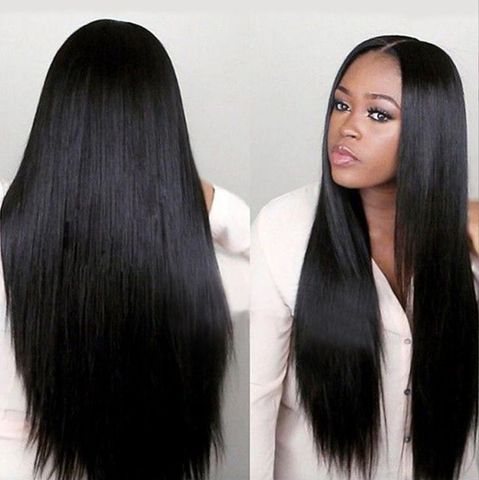 Women's Fashion Street High Temperature Wire Centre Parting Long Straight Hair Wigs