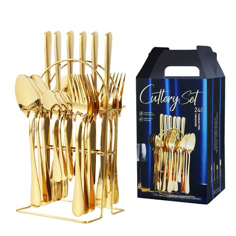 Fashion Solid Color Stainless Steel Tableware 1 Set