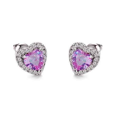 Sweet Heart Shape Alloy Rhinestone Women's Ear Studs 1 Pair