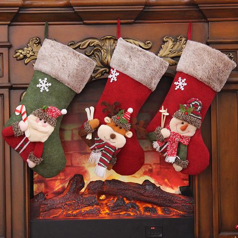 Christmas Fashion Santa Claus Snowman Snowflake Cloth Polyester Party Christmas Socks 1 Piece