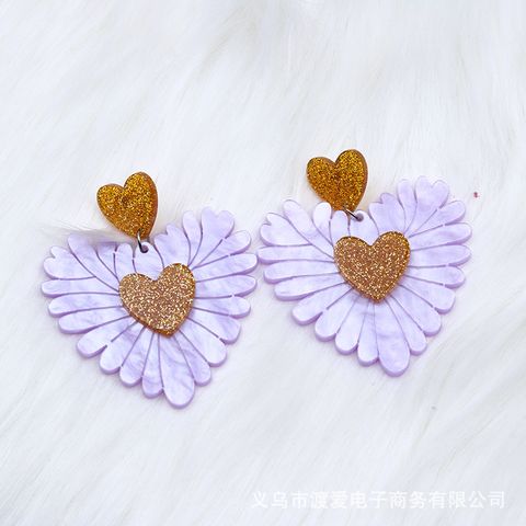 Cute Heart Shape Arylic Patchwork Women's Drop Earrings 1 Pair