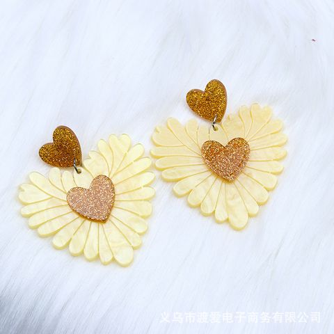 Cute Heart Shape Arylic Patchwork Women's Drop Earrings 1 Pair