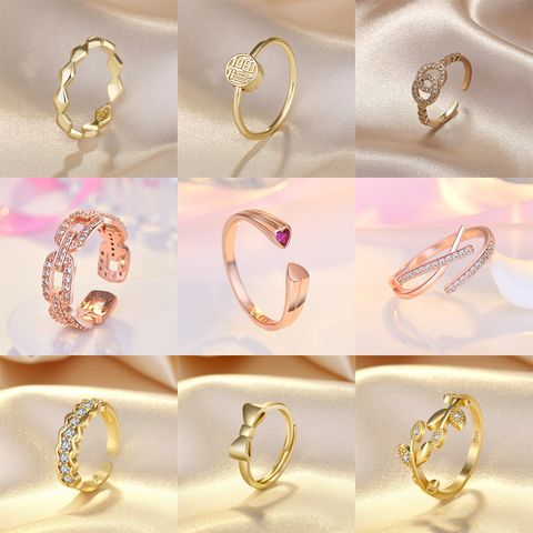 Simple Style Waves Copper Artificial Crystal Rings In Bulk