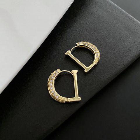 1 Pair Fashion Letter Inlay Copper Zircon Earrings