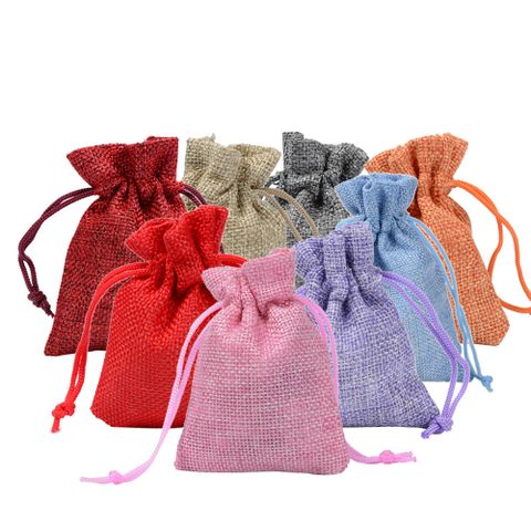 Simple Style Solid Color Linen Jewelry Packaging Bags 1 Piece