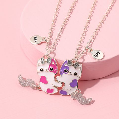 Cute Cat Alloy Kid's Pendant Necklace