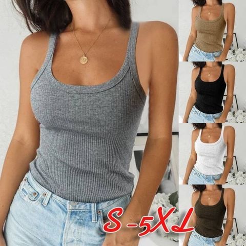 Women's T-shirt Sleeveless T-shirts Backless Fashion Solid Color