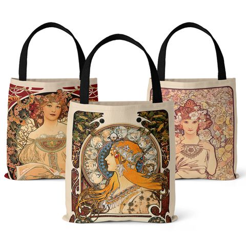 Unisex Vintage Style Portrait Canvas Shopping Bags