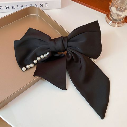 Elegant Tassel Heart Shape Bow Knot Flannel Inlay Artificial Pearls Rhinestones Hair Clip 1 Piece