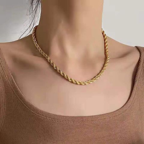 Fashion Solid Color Titanium Steel Chain Necklace 1 Piece
