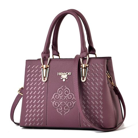 Large All Seasons Leather Solid Color Fashion Square Zipper Shoulder Bag Handbag Square Bag
