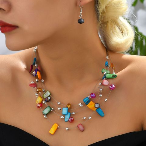 Vacation Irregular Alloy Shell Women's Earrings Necklace 1 Set