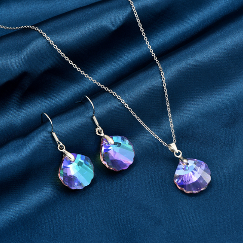 Fashion Shell Alloy Glass Women's Earrings Necklace 1 Set