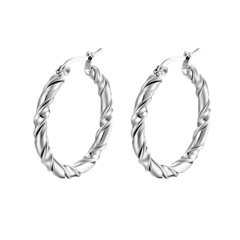 Fashion Round Stainless Steel Plating Hoop Earrings 1 Pair