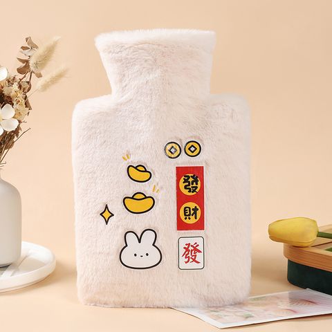 Soft Rabbit Fur Hot Water Bag Water Injection Hand Warmer Thickened Explosion-proof Plush Cartoon Large Hot-water Bag Wholesale Direct Sales
