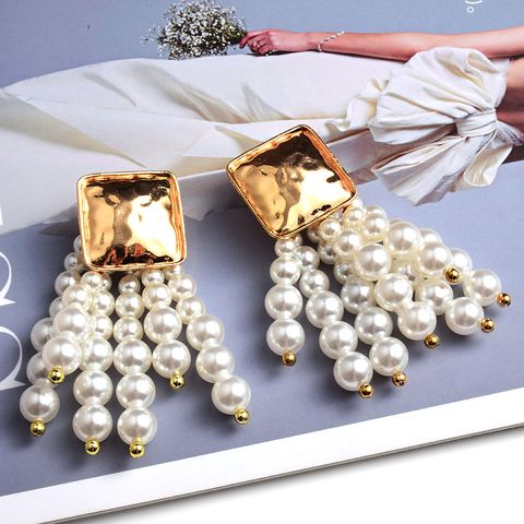 Fashion Tassel Alloy Beaded Tassel Plating Beads Women's Earrings