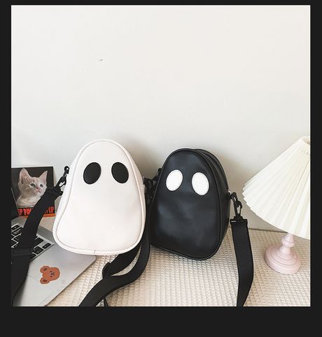Women's Pu Leather Ghost Cute Oval Zipper Crossbody Bag