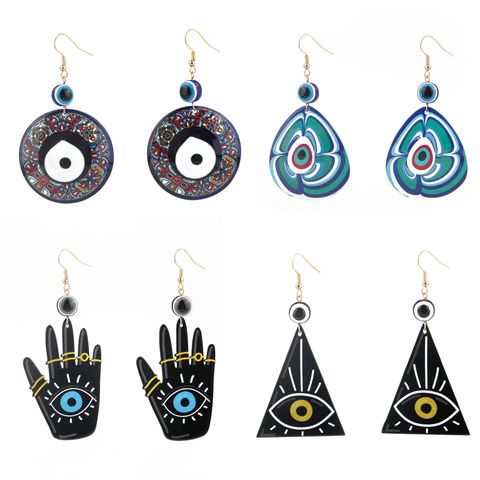 1 Pair Punk Devil's Eye Palm Arylic Women's Drop Earrings