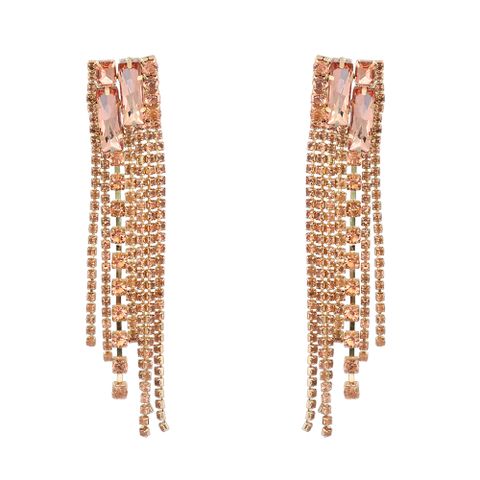 1 Pair Fashion Tassel Alloy Inlay Artificial Rhinestones Women's Drop Earrings