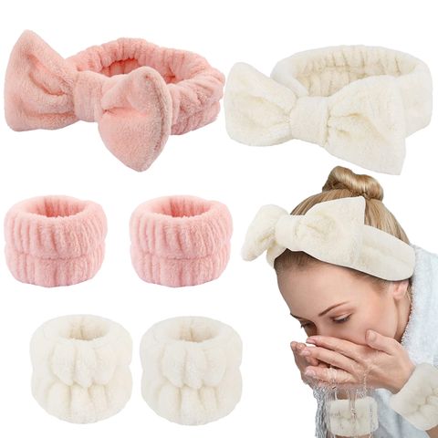 Simple Style Solid Color Bow Knot Cloth Plush Hair Band Wrist