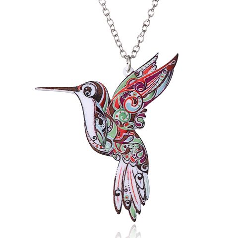 Simple Style Bird Arylic Alloy Printing Women's Pendant Necklace 1 Piece