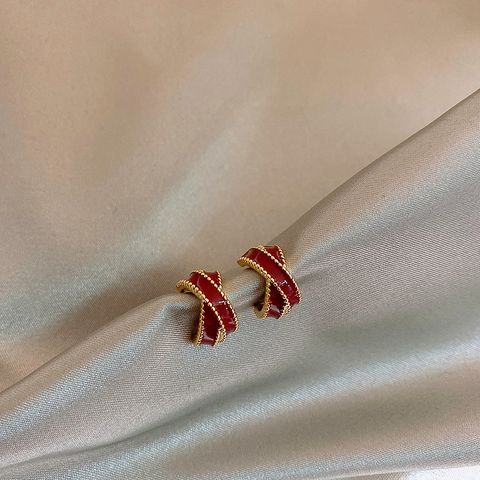 Sweet Square Heart Shape Bow Knot Imitation Pearl Alloy Rhinestone Inlay Opal Women's Earrings 1 Pair