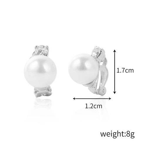 Fashion Round Oval Pearl Inlay Rhinestones Earrings 1 Pair