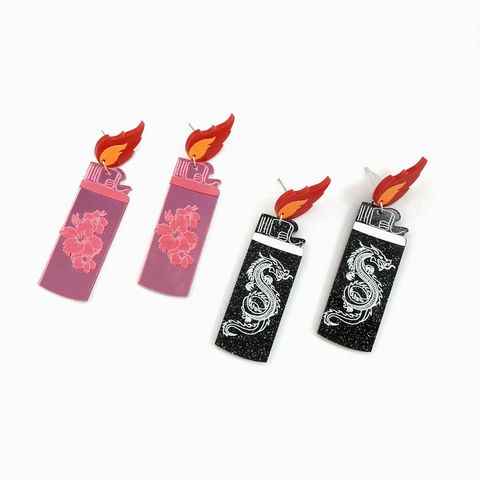 Retro Flame Dragon Arylic Printing Women's Drop Earrings 1 Pair