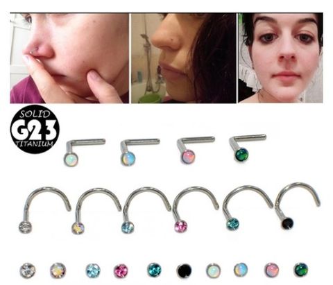 1 Piece Nose Rings & Studs Fashion U Shape Titanium Plating Rhinestones Opal Nose Rings & Studs