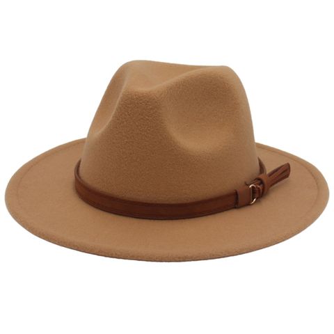 Unisex Fashion Solid Color Big Eaves Cloche Hat