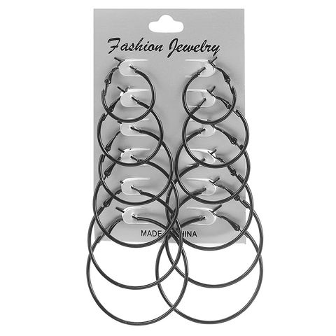 1 Set Fashion Round Stoving Varnish Metal Earrings