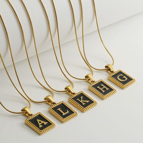 Simple Style Letter Stainless Steel Titanium Steel Enamel Chain Pendant Necklace 1 Piece