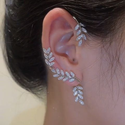 Fashion Leaf Alloy Plating Artificial Gemstones Women's Ear Clips