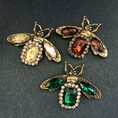 Baroque Style Bee Alloy Copper Inlay Crystal Glass Women's Brooches