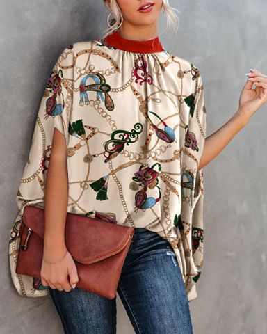 Women's Blouse Long Sleeve Blouses Printing Vintage Style Letter Butterfly