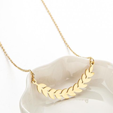 Stainless Steel Fashion Plating Leaf Necklace