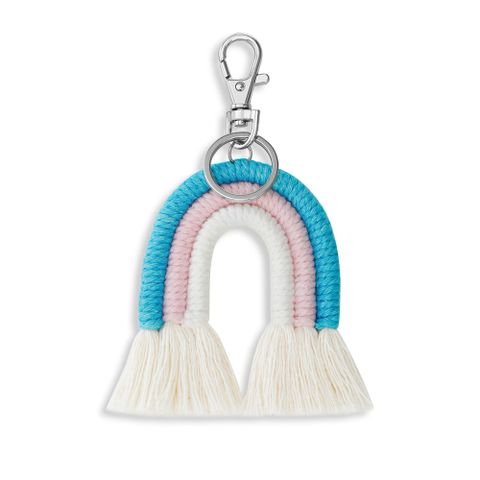 Bohemian Rainbow Alloy Cotton Thread Braid Bag Pendant Keychain