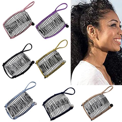 Women'S Simple Style Solid Color Iron Insert Comb