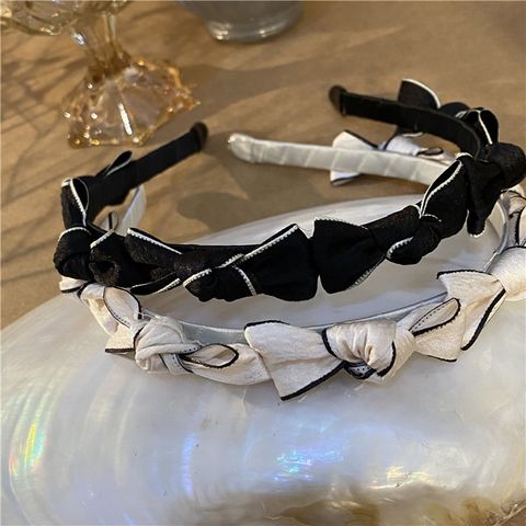 Retro Solid Color Bow Knot Cloth Hair Band 1 Piece