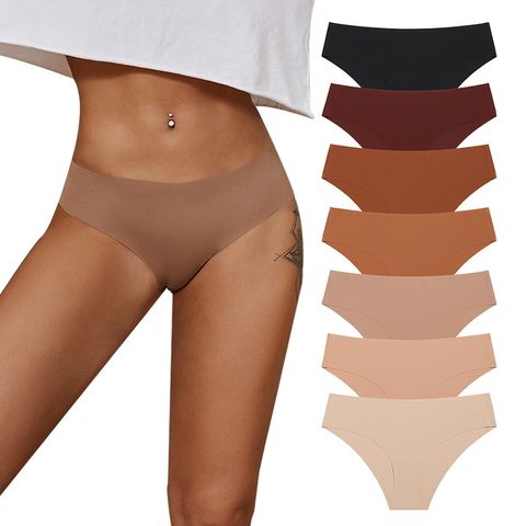 Solid Color Seamless Low Waist Briefs Panties