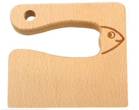 Cute Bear Fish Shape Kids Kitchen Wood Knife