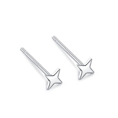 1 Pair Simple Style Star Heart Shape Crown Inlay Sterling Silver Zircon Ear Studs