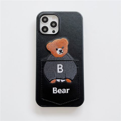 Cartoon Style Letter Bear Pu Leather   Phone Accessories