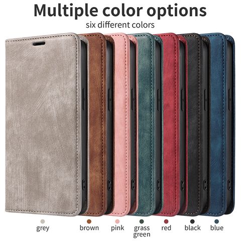 Retro Solid Color Tpu Pu Leather    Phone Accessories